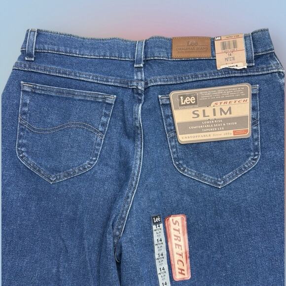 LEE Women’s 14 Petite SLIM HIGH RISE Blue Jeans - Picture 3 of 4